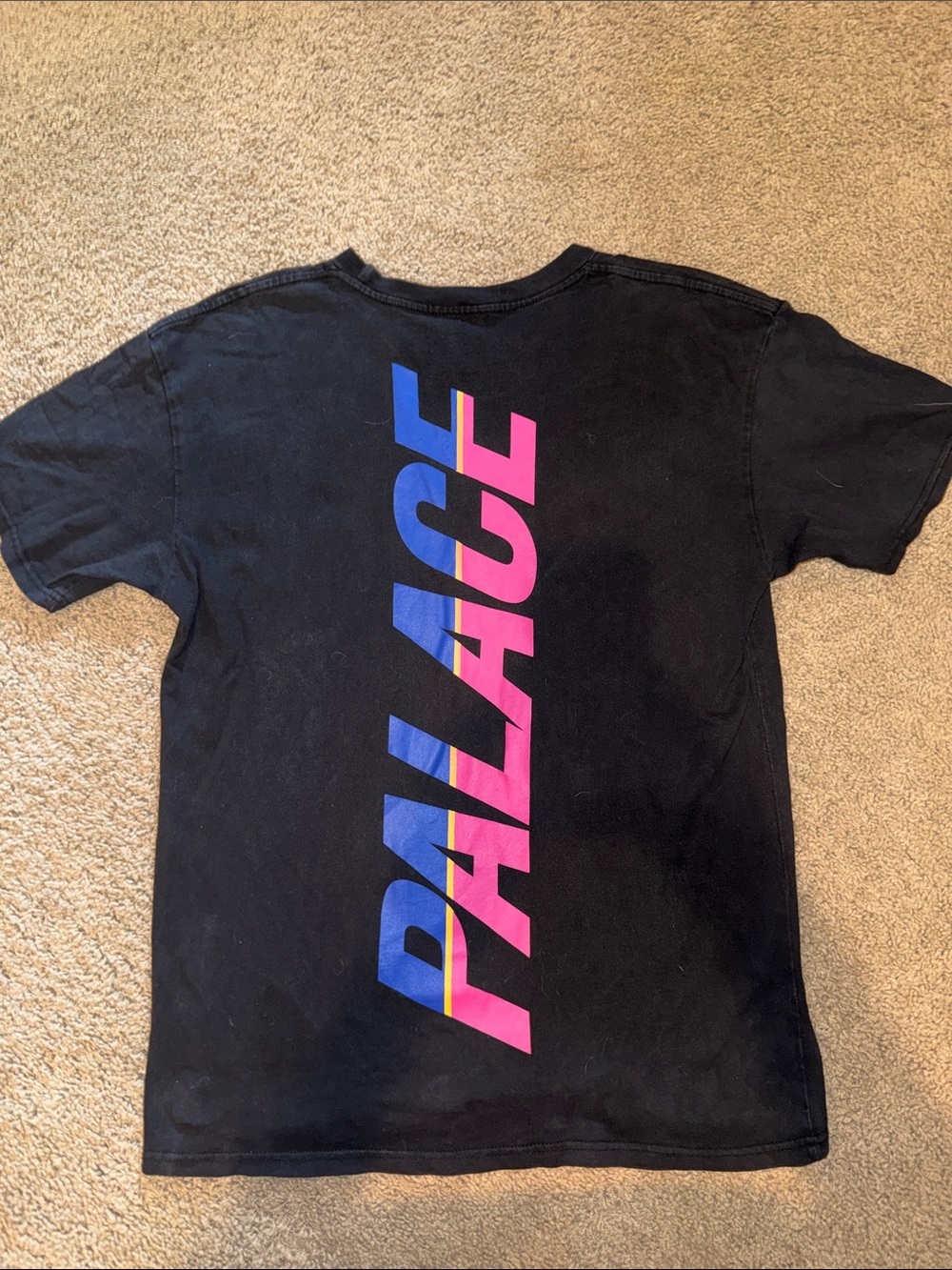 PALACE Black Tee with Small Pink & Blue Logo